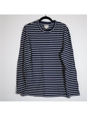 Todd Snyder Navy and White Striped Long Sleeve Tee